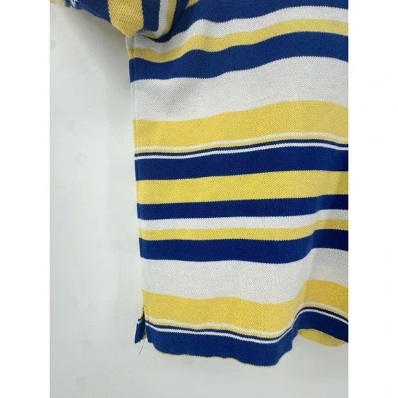 Women's Blue Yellow Striped Button Front Top Size L Game Day Rams Brewers Colors - Picture 6 of 9
